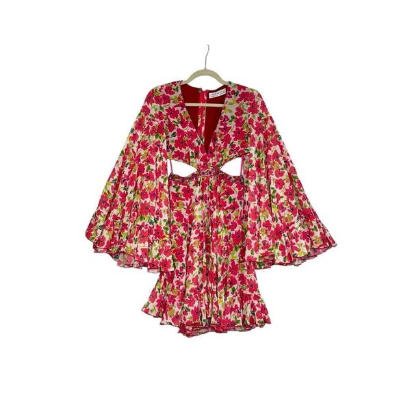 Mac Duggal 9158 Floral Chiffon Bell Sleeve Ruffle Mini Cocktail Dress | Size 2 - Picture 9 of 13